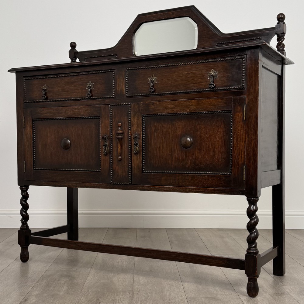 Antique 20th Century Barley Twist Sideboard In Oak  View III