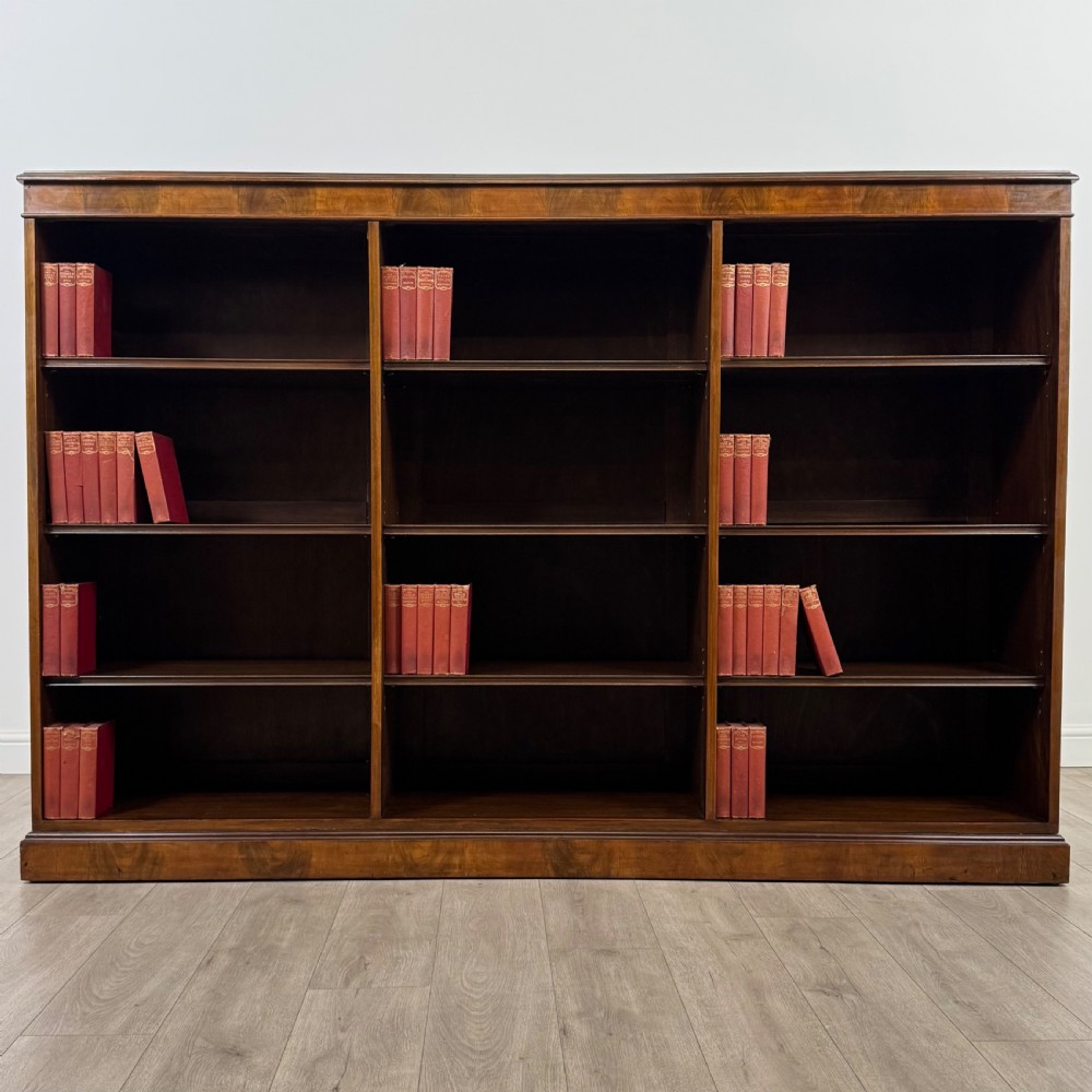 Antique 20th Century Large Open Bookcase In Mahogany 