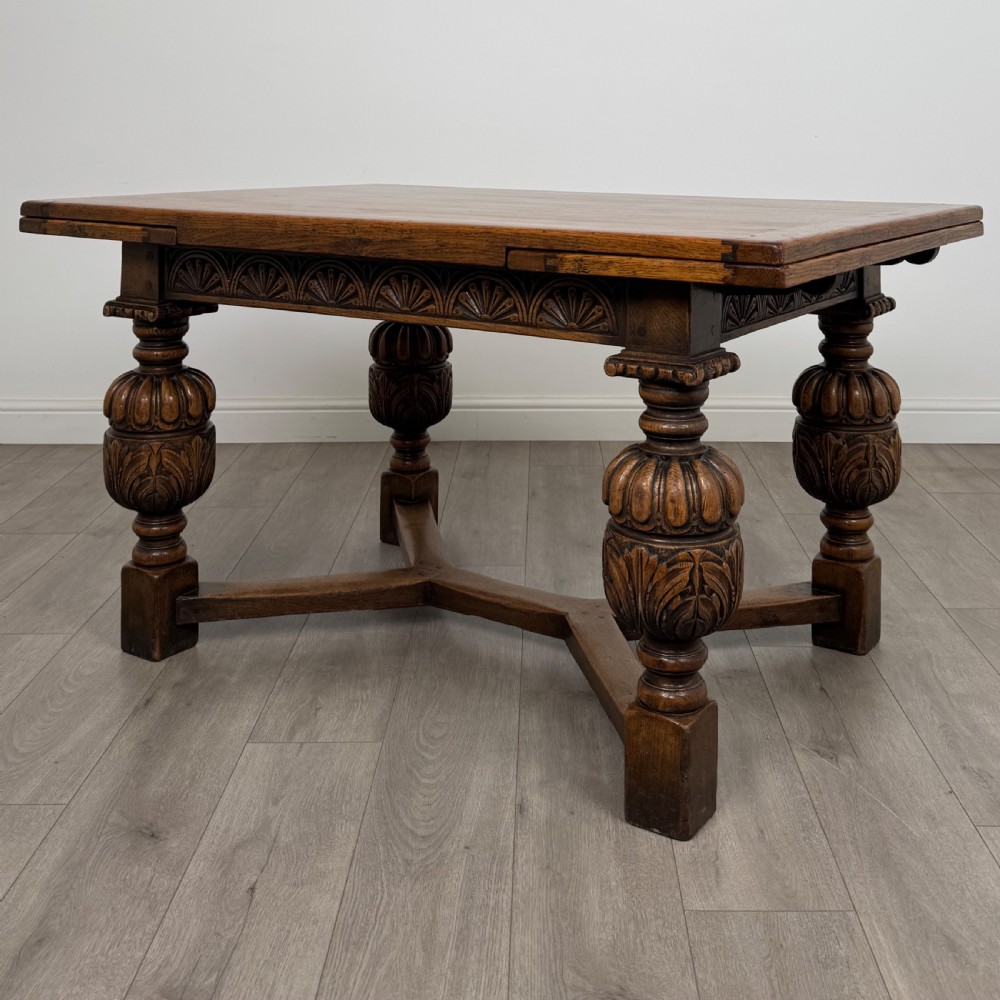  Antique 20th Century Dining Table With 8 Dining Chairs In Oak View XIV