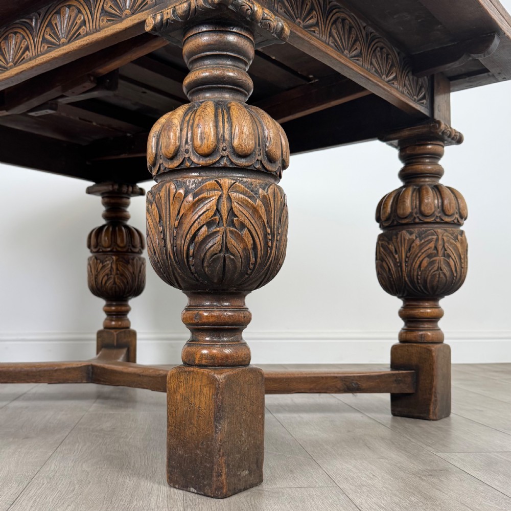  Antique 20th Century Dining Table With 8 Dining Chairs In Oak View XVII