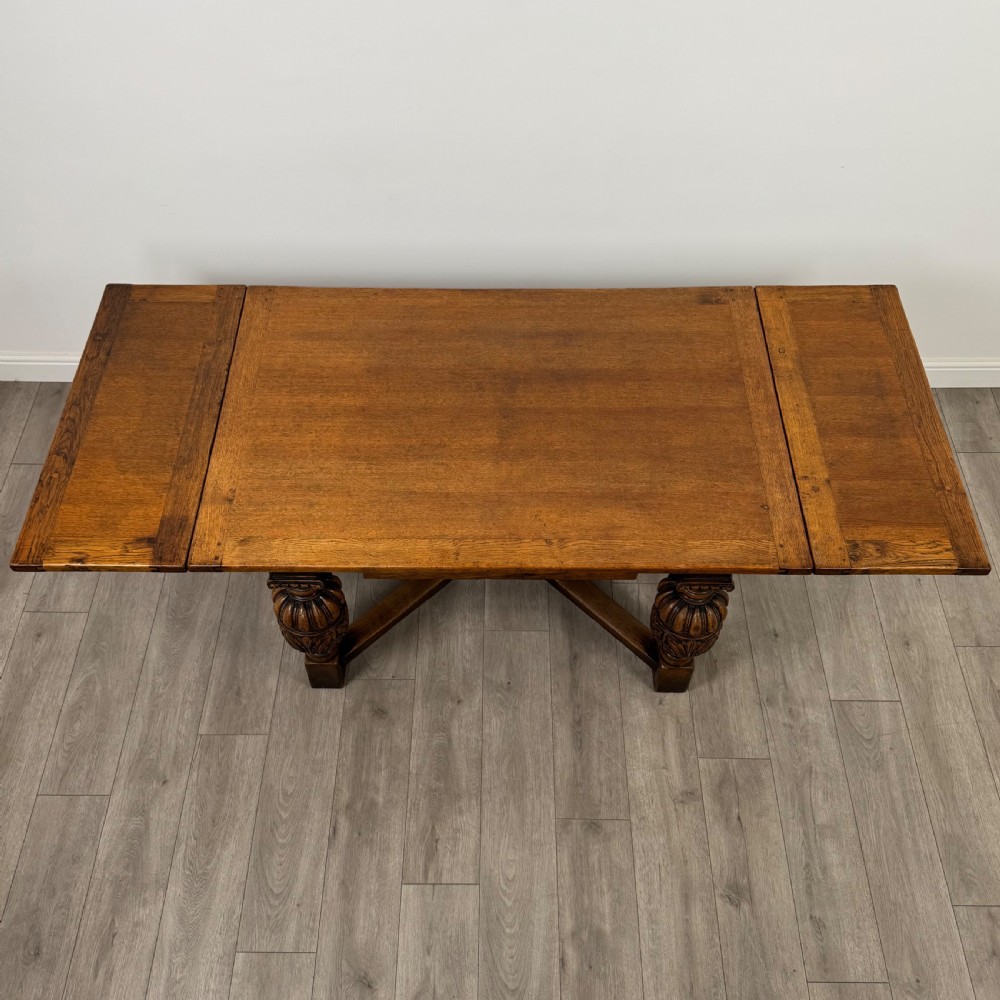  Antique 20th Century Dining Table With 8 Dining Chairs In Oak View XVIII