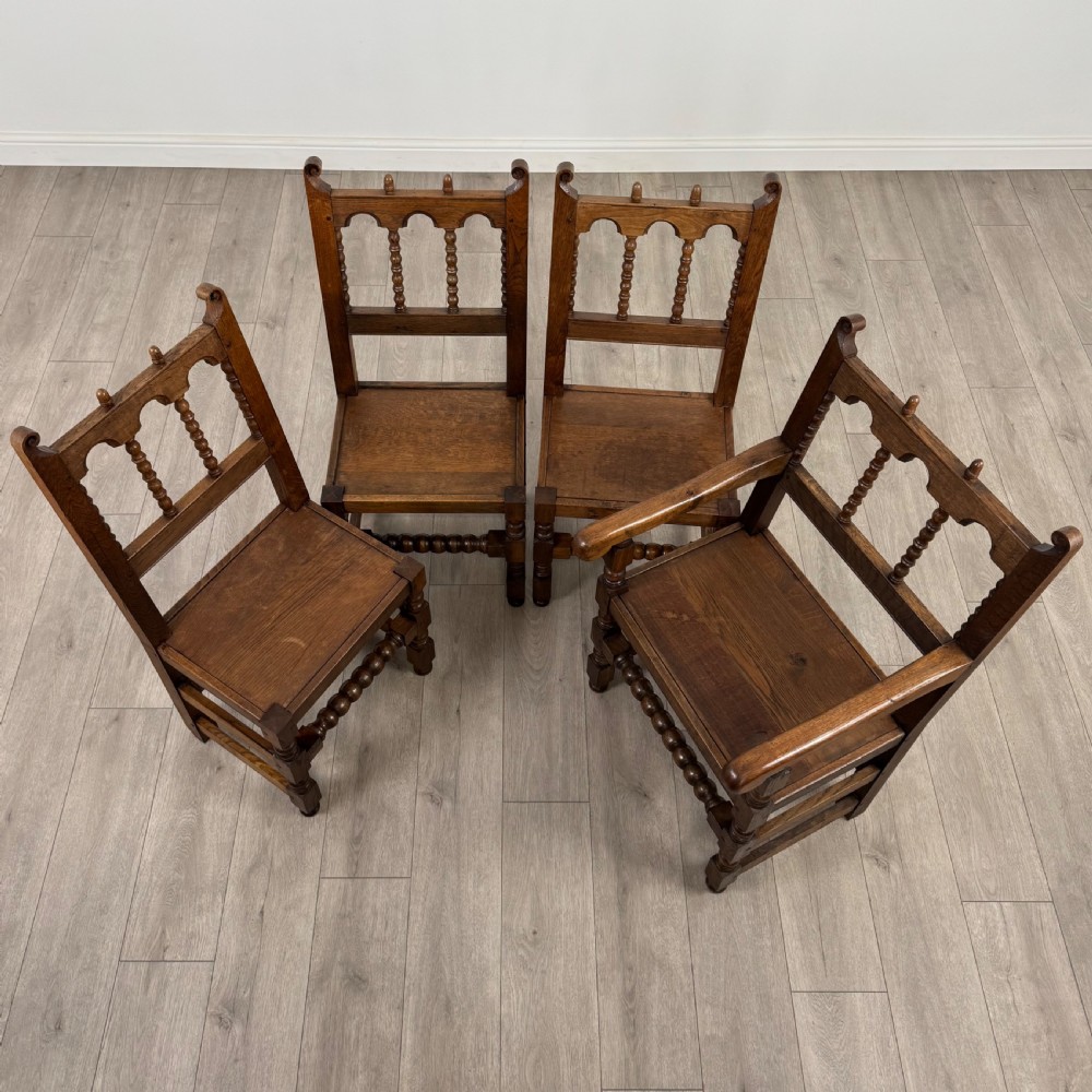  Antique 20th Century Dining Table With 8 Dining Chairs In Oak View XXI