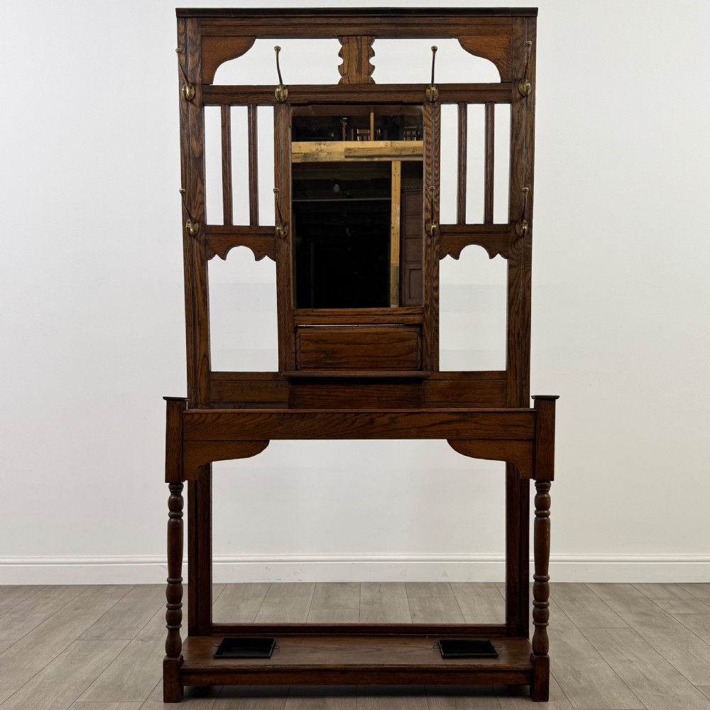 Antique 20th Century Good Quality Hall Stand In Oak