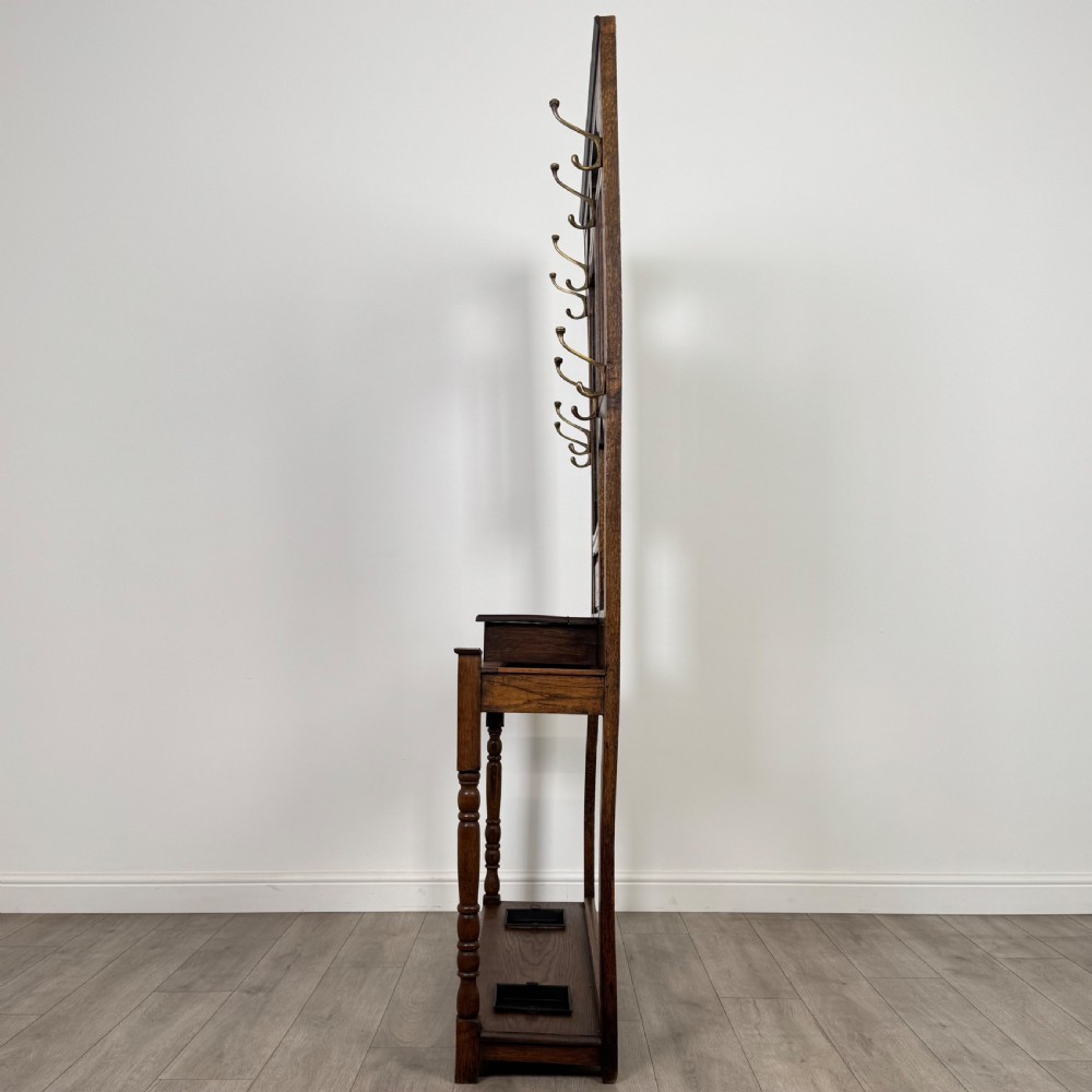 Antique 20th Century Good Quality Hall Stand In Oak View III