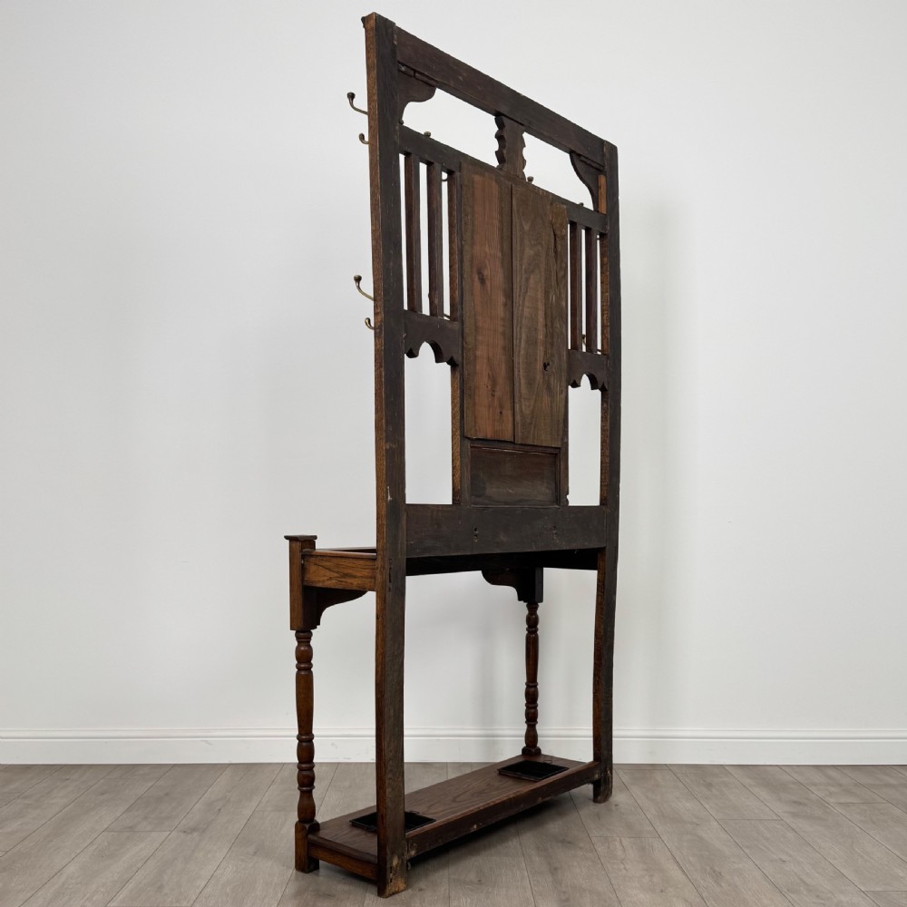 Antique 20th Century Good Quality Hall Stand In Oak View IV