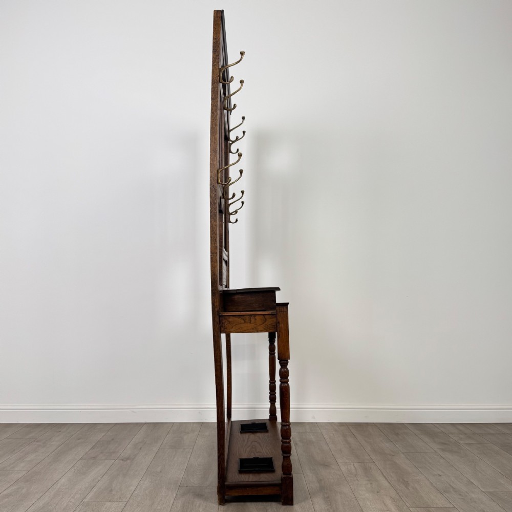 Antique 20th Century Good Quality Hall Stand In Oak View VII
