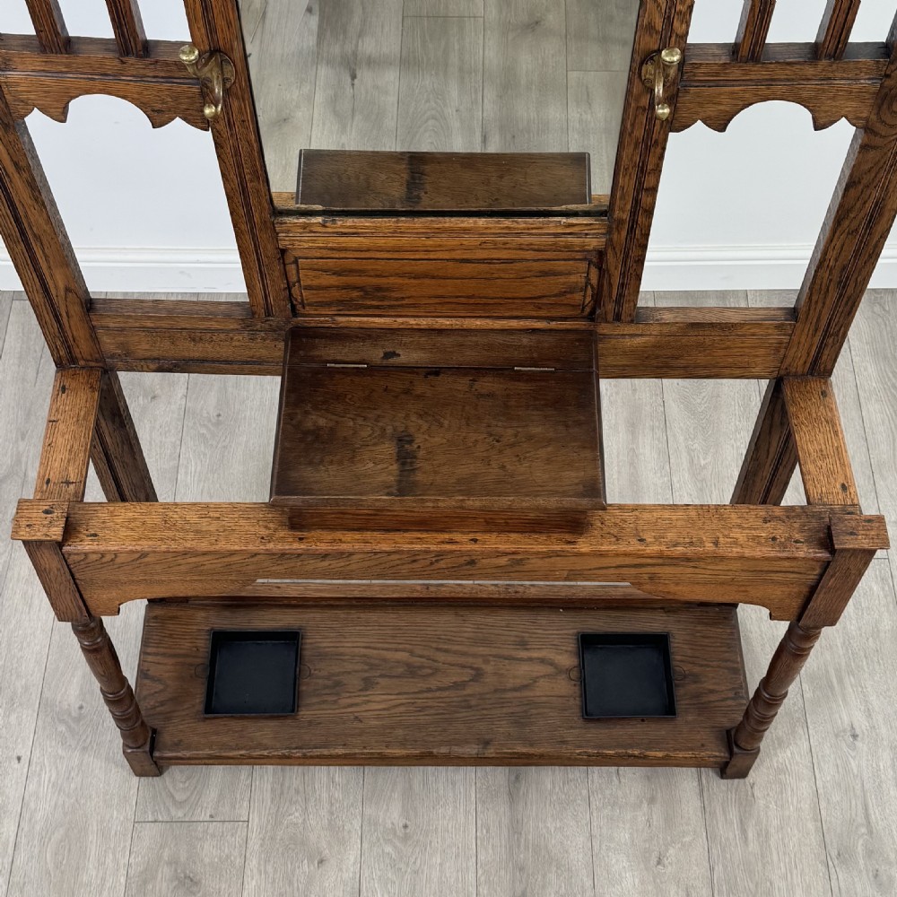 Antique 20th Century Good Quality Hall Stand In Oak View X