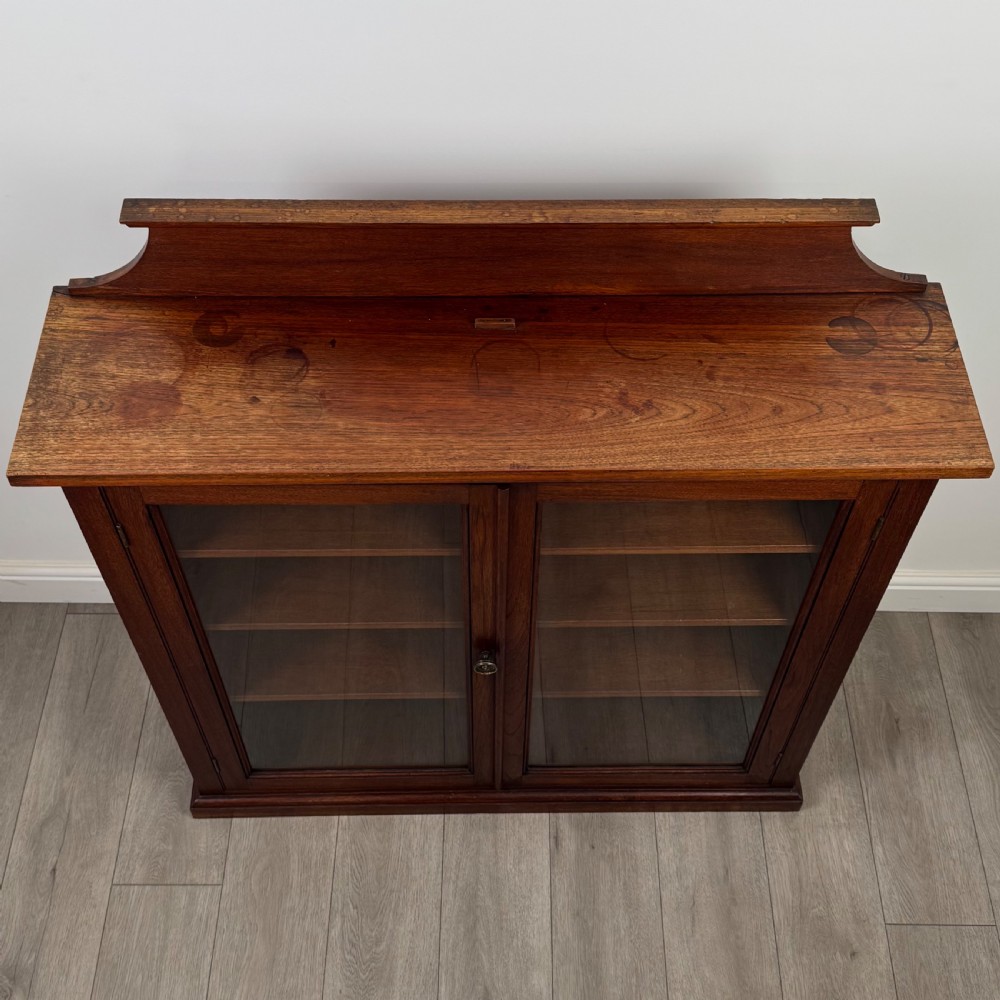  Antique 20th Century Glazed Bookcase In Mahogany View XI