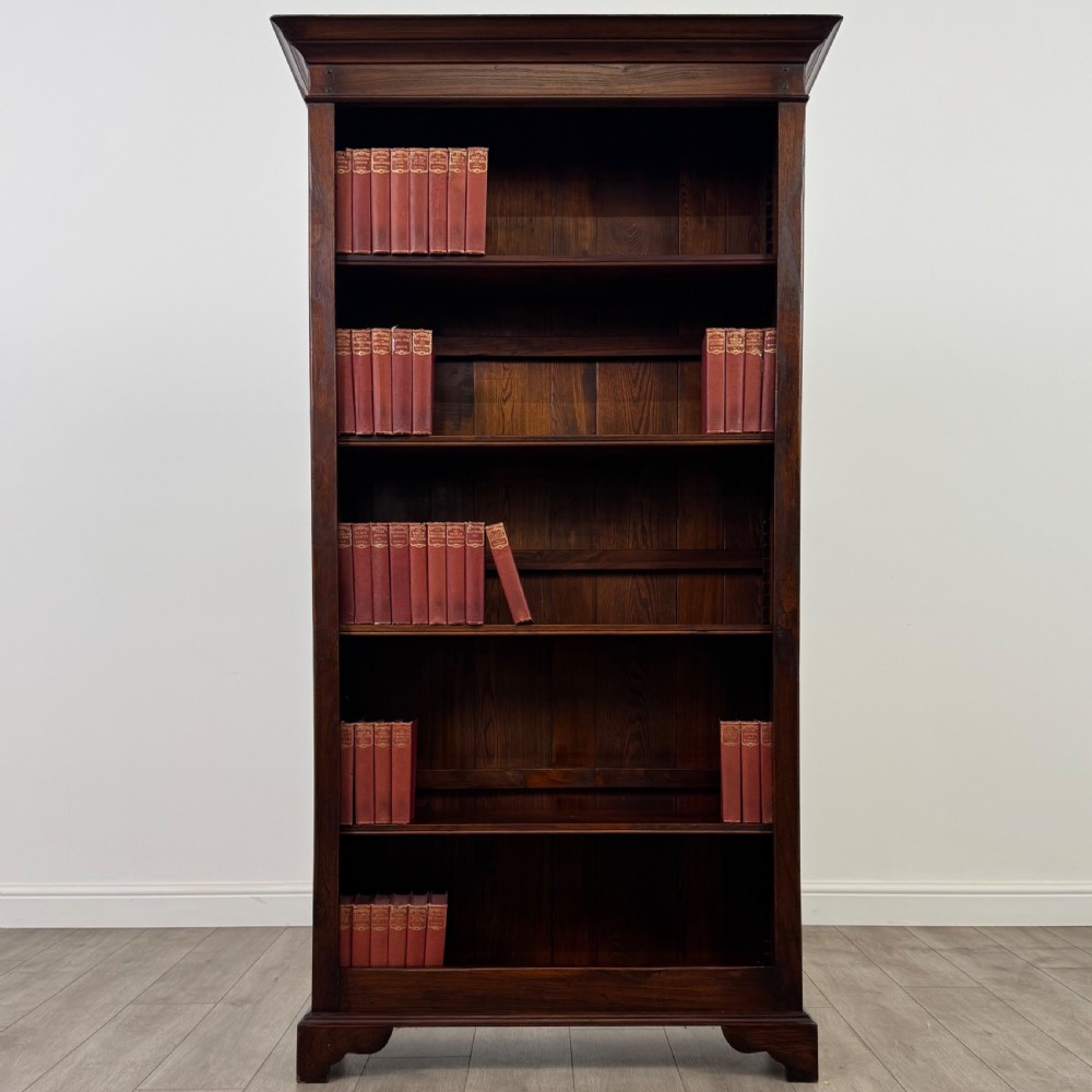 Antique 20th Century Good Quality Open Bookcase In Oak 
