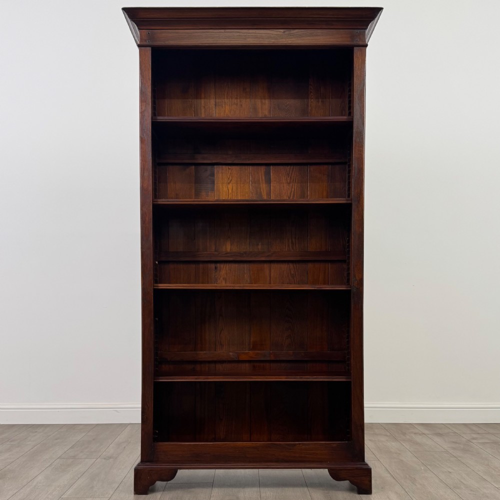 Antique 20th Century Good Quality Open Bookcase In Oak  View II