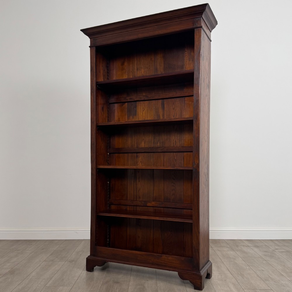 Antique 20th Century Good Quality Open Bookcase In Oak  View III