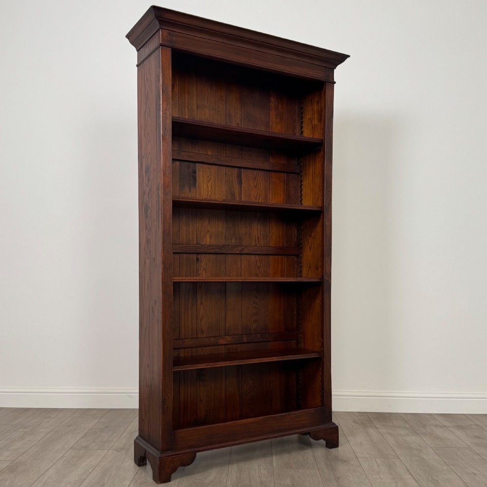 Antique 20th Century Good Quality Open Bookcase In Oak  View IX