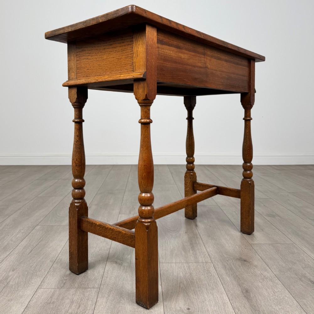 Antique 20th Century Fine Quality Side Table In Golden Oak  View IV