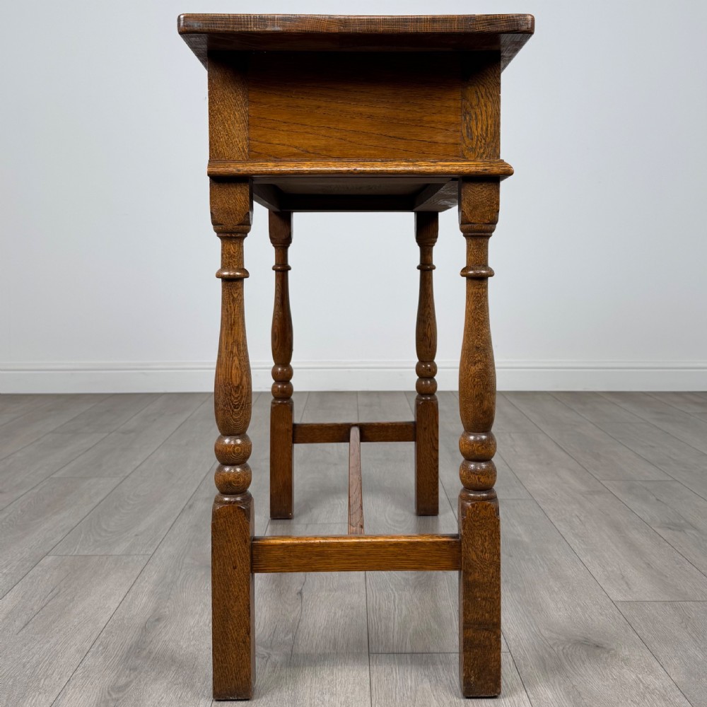 Antique 20th Century Fine Quality Side Table In Golden Oak  View VII