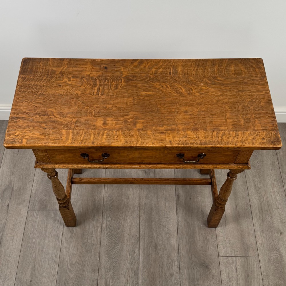 Antique 20th Century Fine Quality Side Table In Golden Oak  View VIII