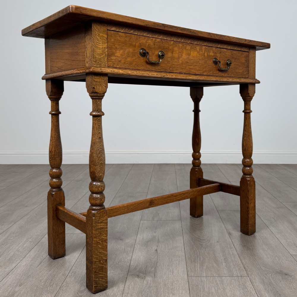 Antique 20th Century Fine Quality Side Table In Golden Oak  View IX