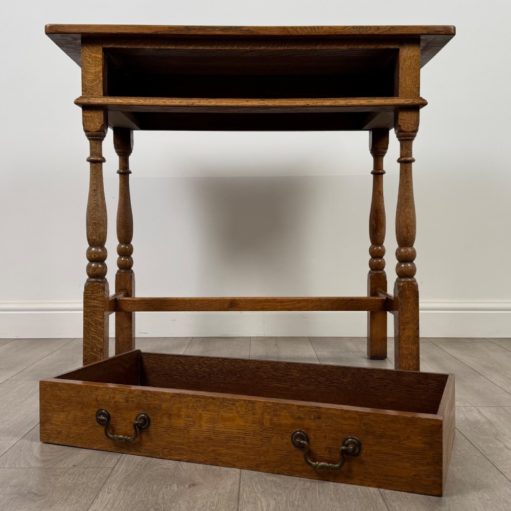 Antique 20th Century Fine Quality Side Table In Golden Oak  View X