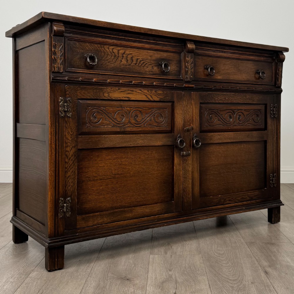 Antique 20th Century Good Quality Sideboard In Oak  View IX