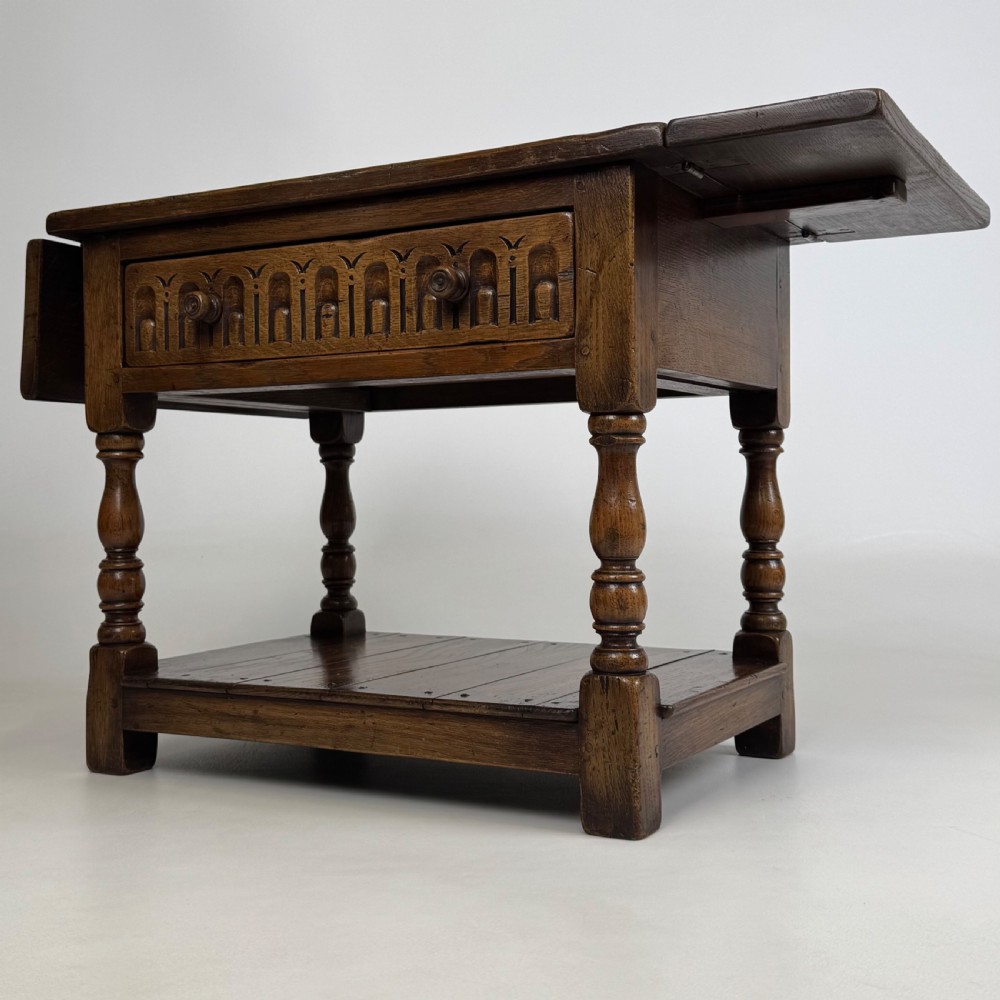  Antique 20th Century Good Quality Drop Leaf Coffee Table In Oak View IV