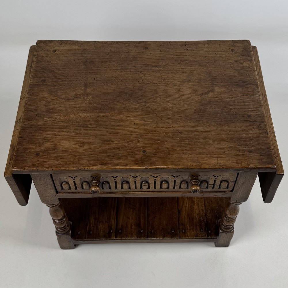  Antique 20th Century Good Quality Drop Leaf Coffee Table In Oak View XIV