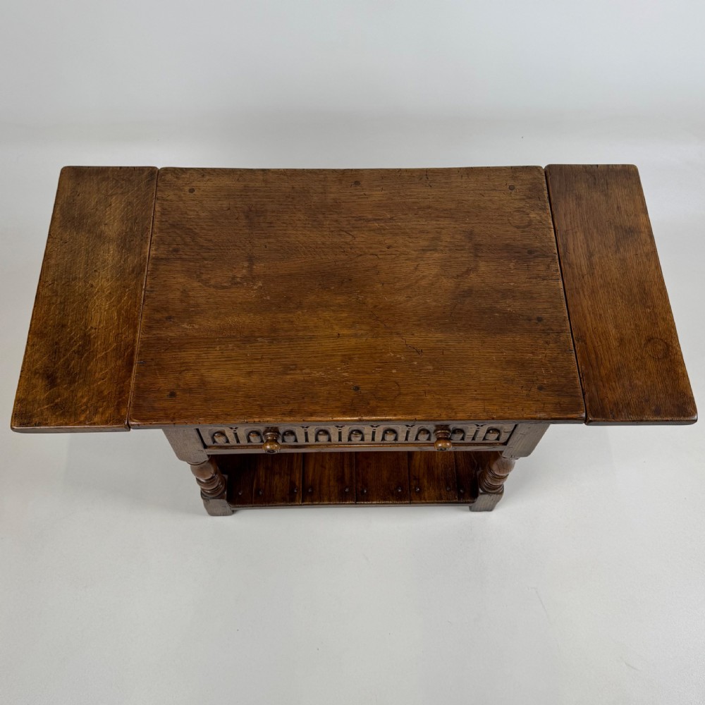 Antique 20th Century Good Quality Drop Leaf Coffee Table In Oak View XV