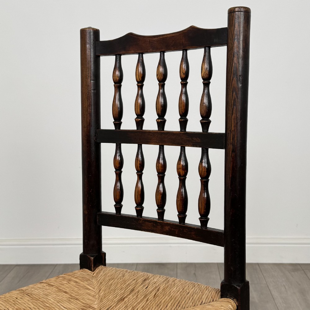Antique 19th Century Set Of 8 Spindle Back Dining Chairs In Oak  View IV