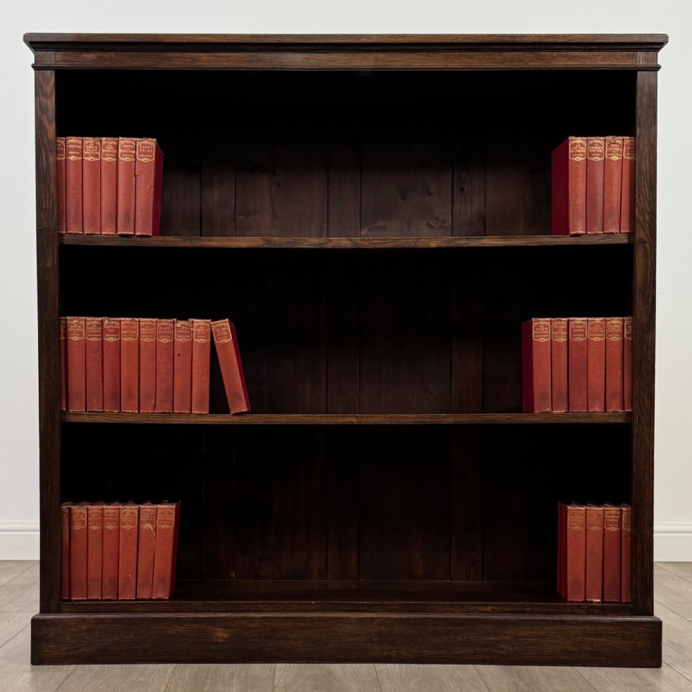 Antique 20th Century Good Quality Open Bookcase In Oak