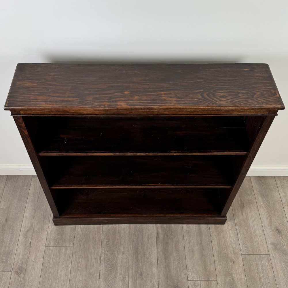Antique 20th Century Good Quality Open Bookcase In Oak View X