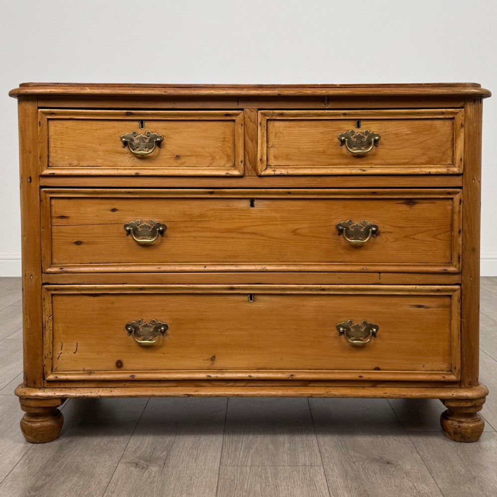 Antique 19th Century Rustic Pine Chest Of Drawers