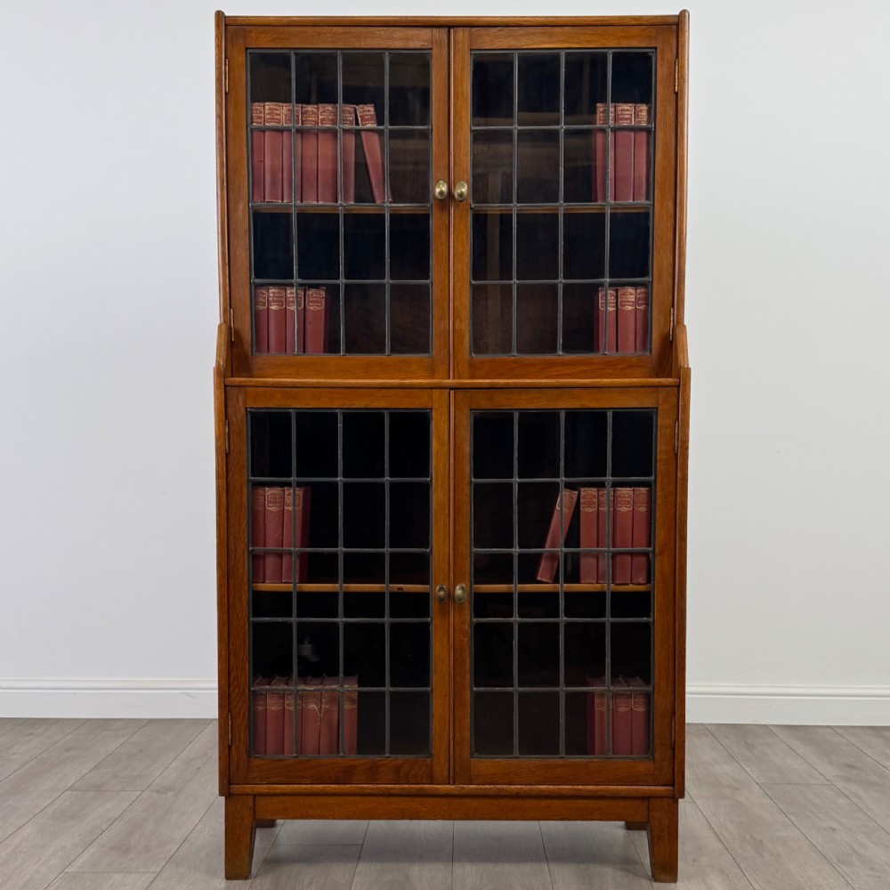  Antique 20th Century Glazed Display Cabinet In Oak