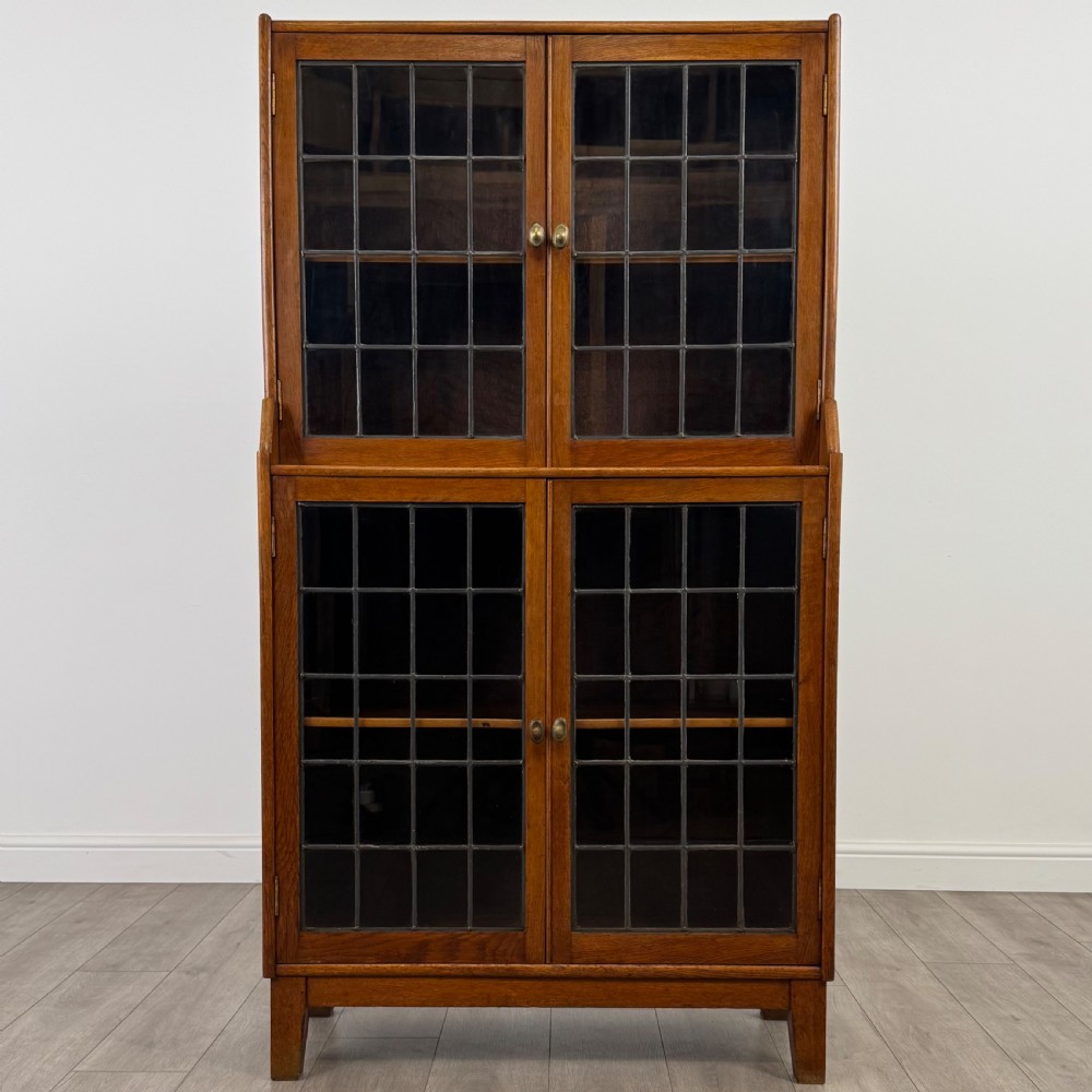  Antique 20th Century Glazed Display Cabinet In Oak View II