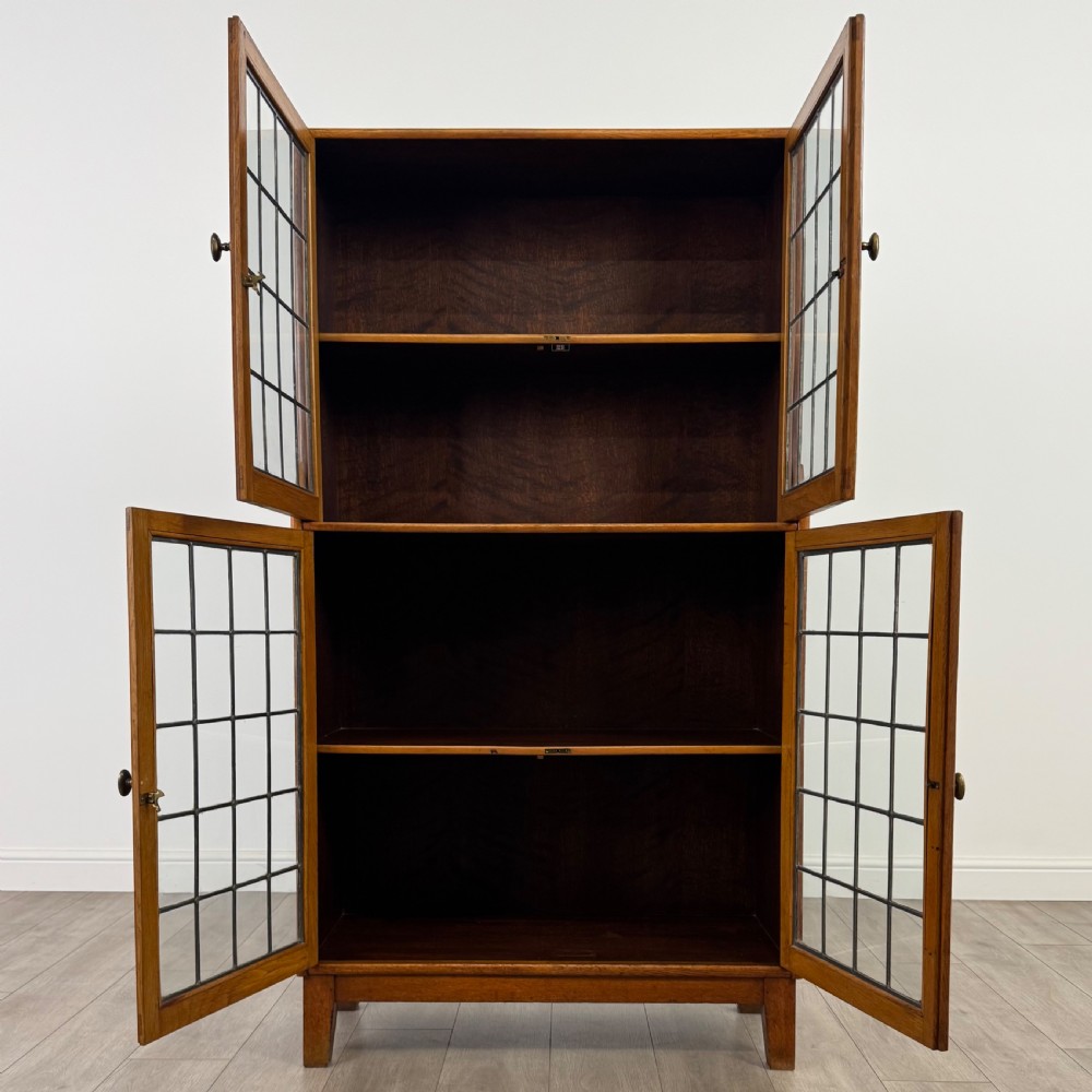  Antique 20th Century Glazed Display Cabinet In Oak View III