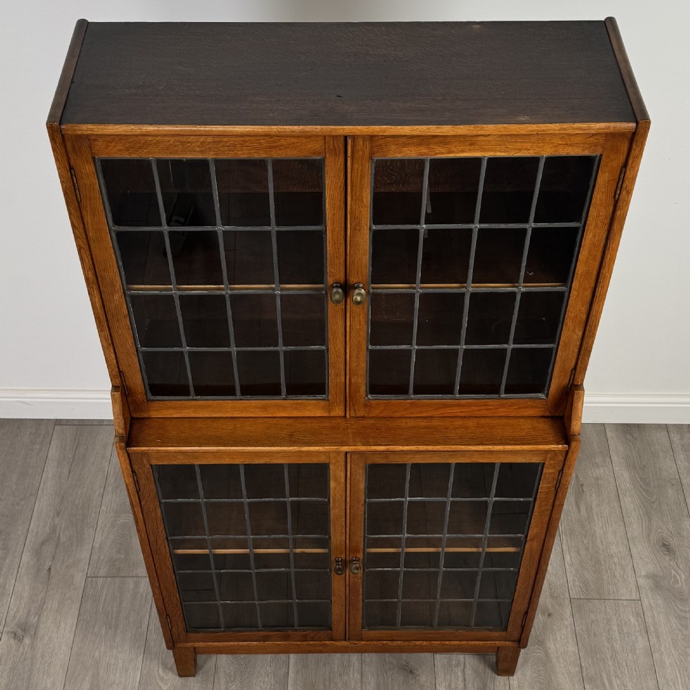  Antique 20th Century Glazed Display Cabinet In Oak View XI