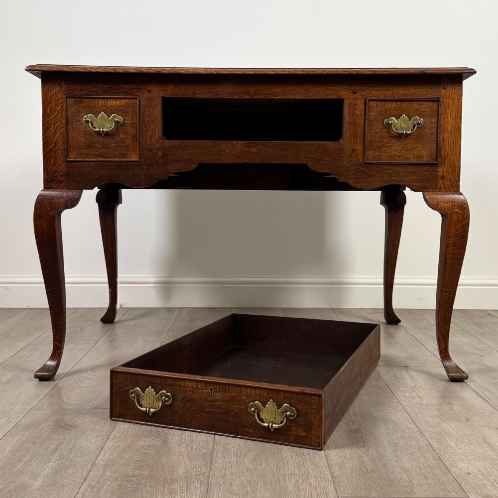  Antique 18th Century Fine Quality Writing Table In Oak  View X
