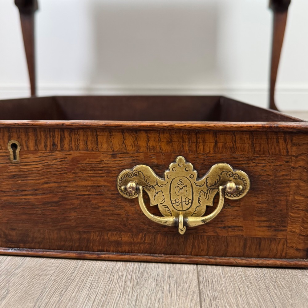  Antique 18th Century Fine Quality Writing Table In Oak  View XI