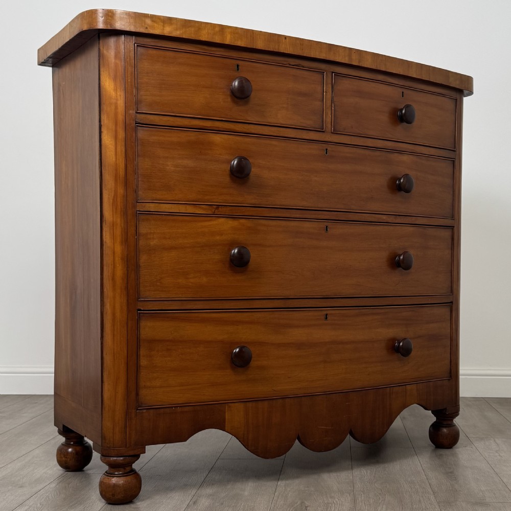  Antique 19th Century Bow Front Chest Of Drawers In Mahogany View VIII