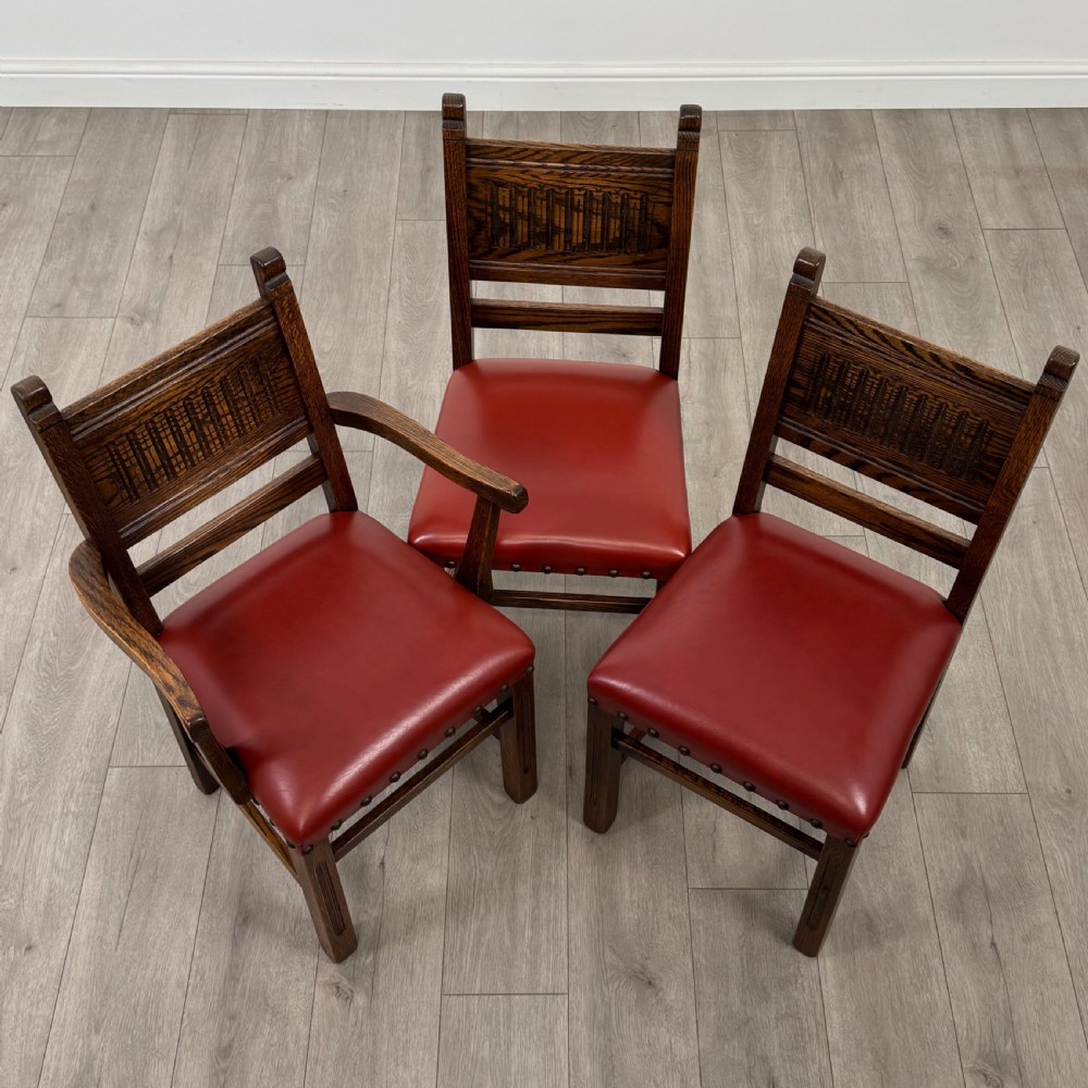 Antique 20th Century Set Of 6 Quality Dining Chairs In Oak  View IX