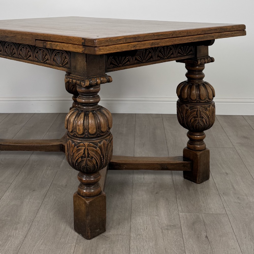  Antique 20th Century Fine Quality Draw Leaf Dining Table In Oak  View VI