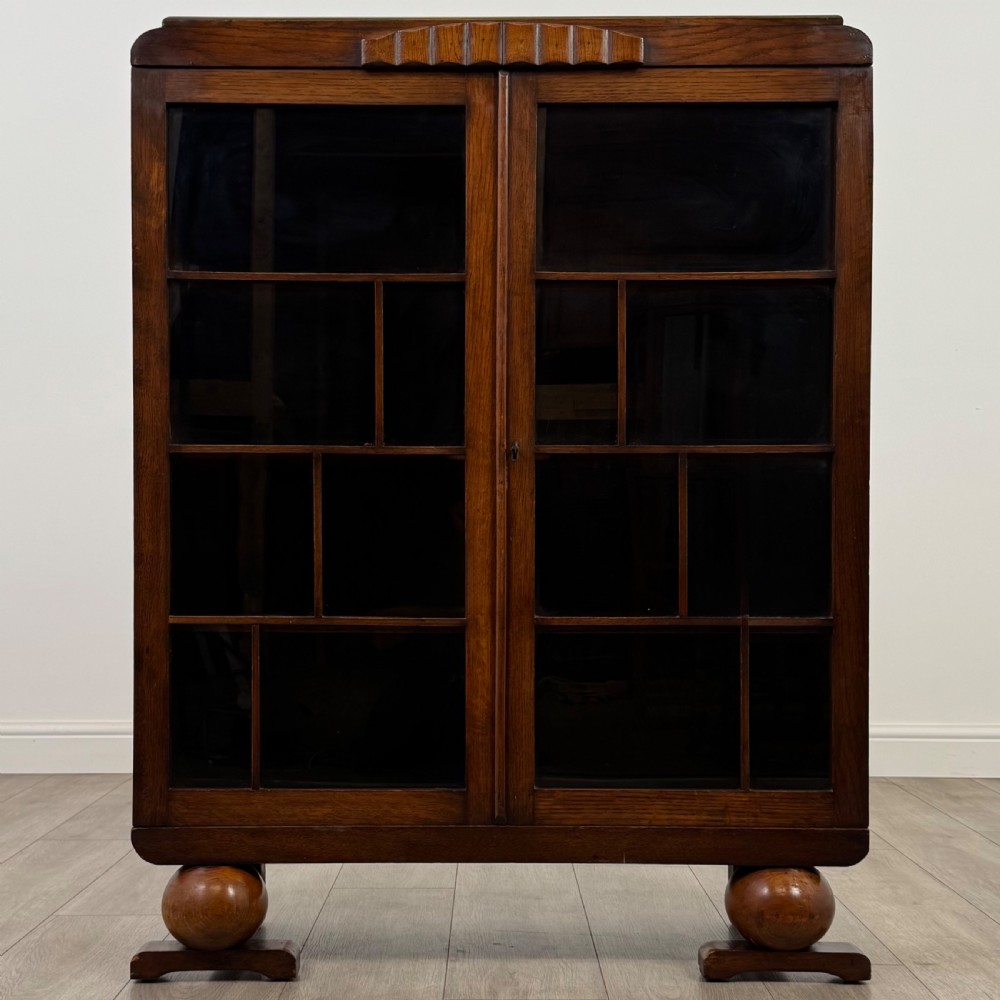 Antique 20th Century Good Quality Display Cabinet In Oak View II