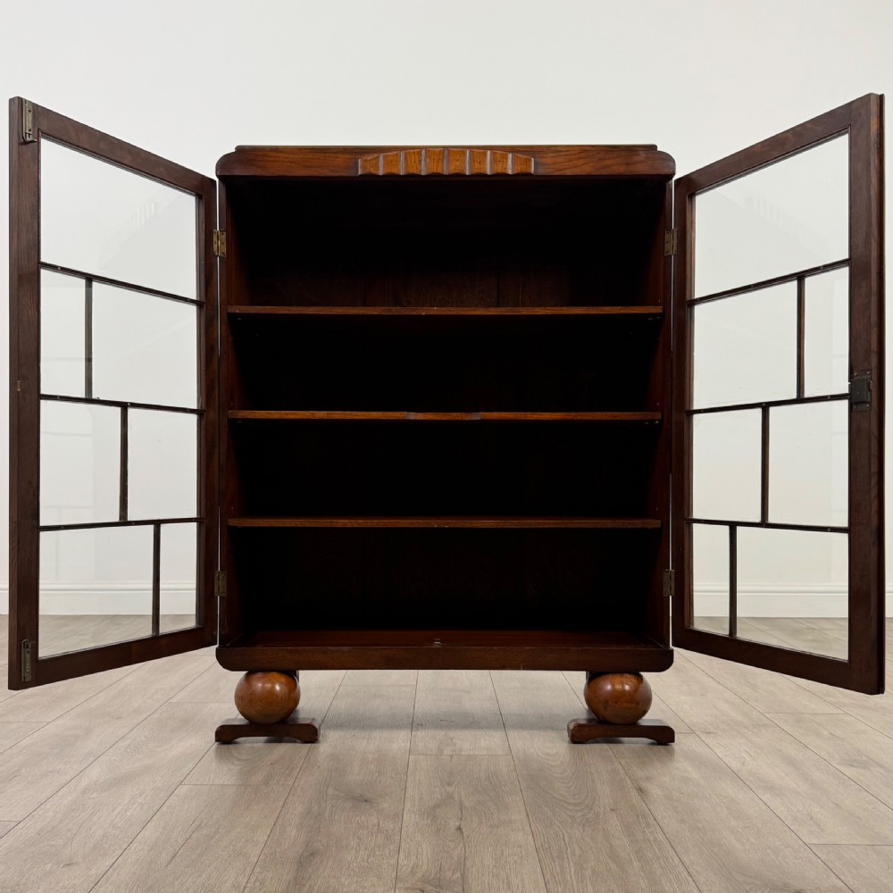 Antique 20th Century Good Quality Display Cabinet In Oak View III