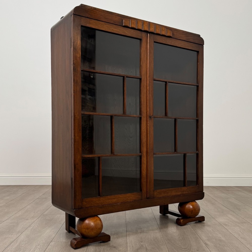 Antique 20th Century Good Quality Display Cabinet In Oak View XI