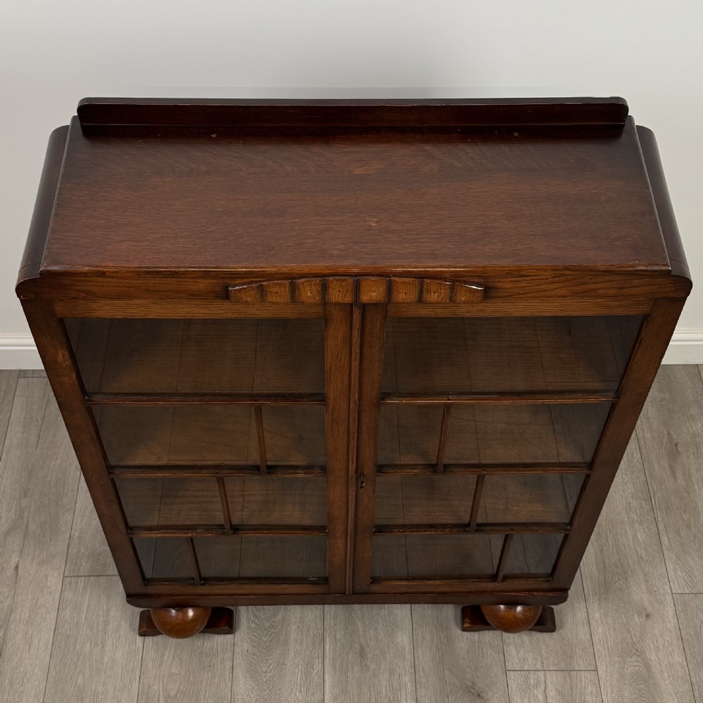 Antique 20th Century Good Quality Display Cabinet In Oak View XII