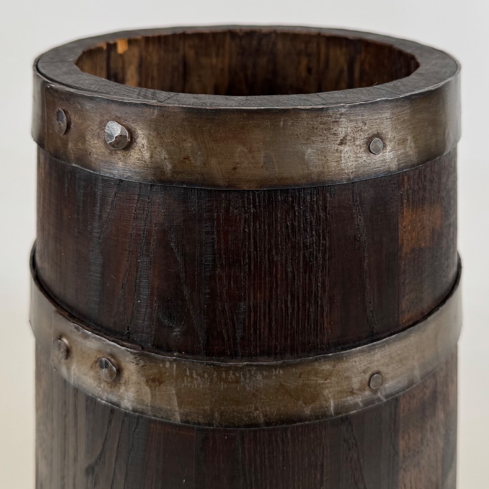  Antique 20th Century Barrel Umbrella Stand In Oak  View IV