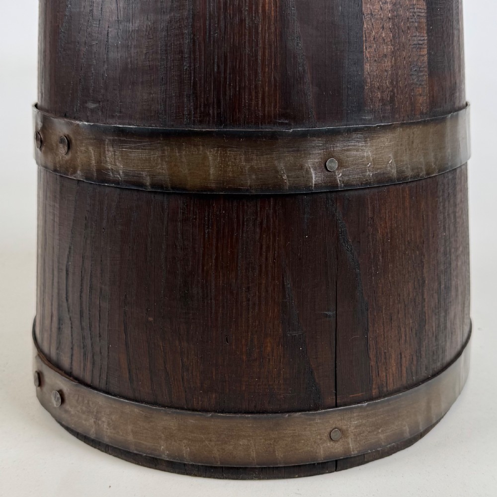  Antique 20th Century Barrel Umbrella Stand In Oak  View V