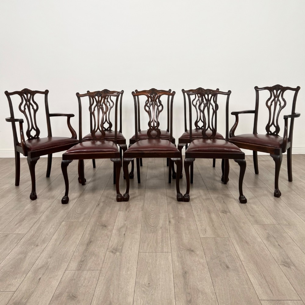 Antique 19th Century Fine Quality Set Of 8 Dining Chairs 