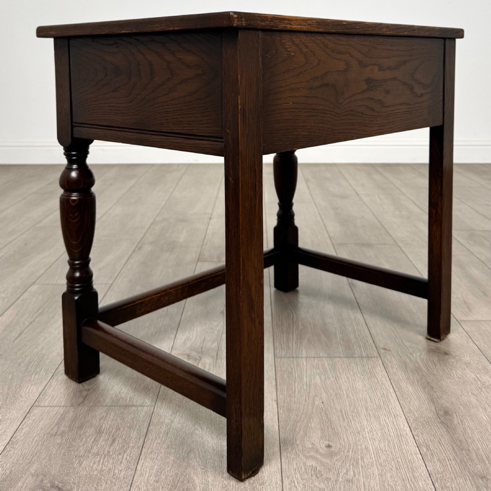 Antique 20th Century Geometric Side Table In Oak View IV