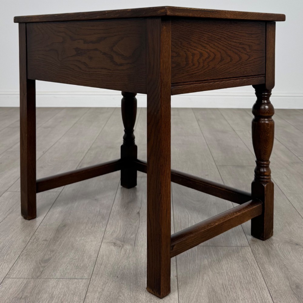 Antique 20th Century Geometric Side Table In Oak View VI