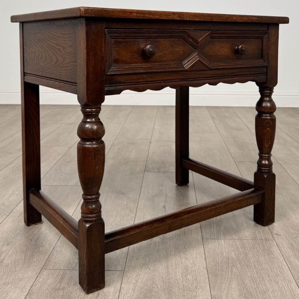 Antique 20th Century Geometric Side Table In Oak View VIII