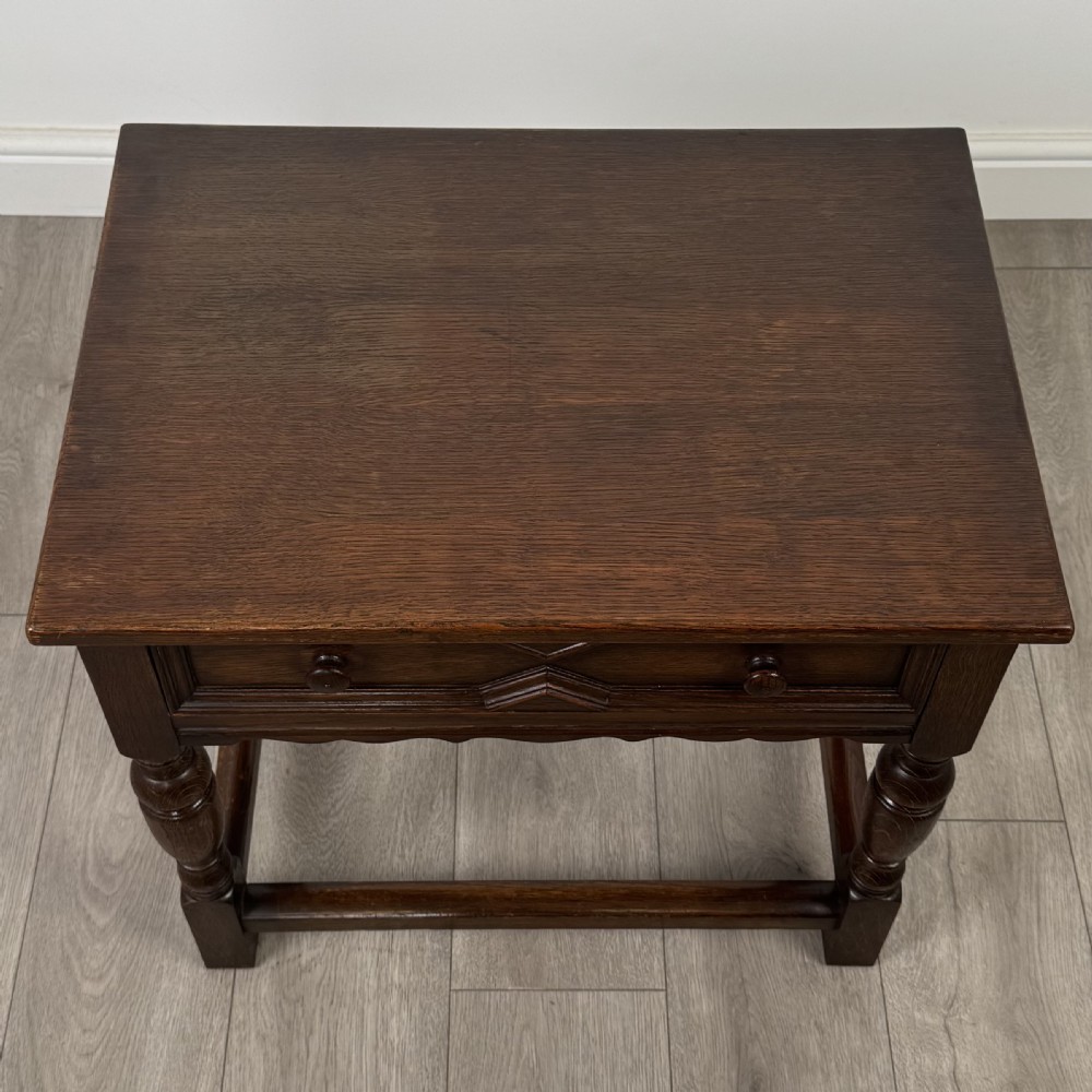Antique 20th Century Geometric Side Table In Oak View IX