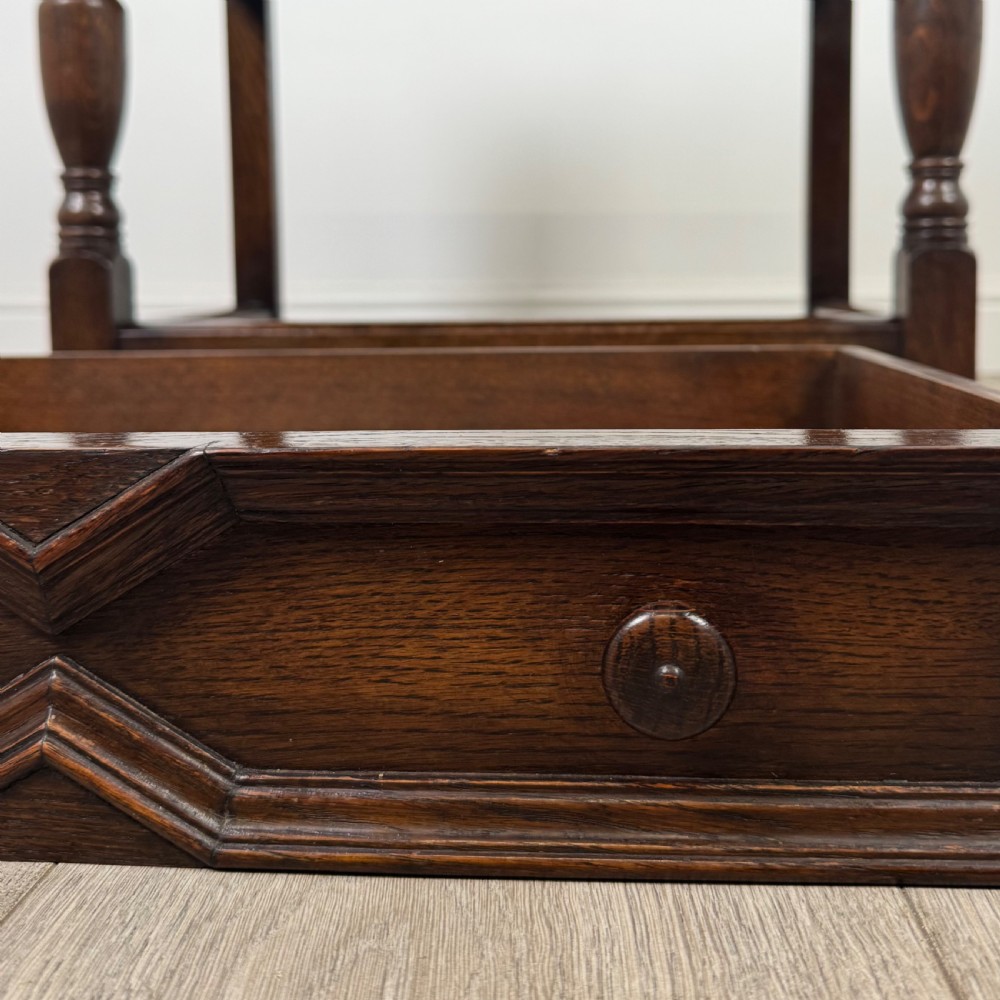Antique 20th Century Geometric Side Table In Oak View XI